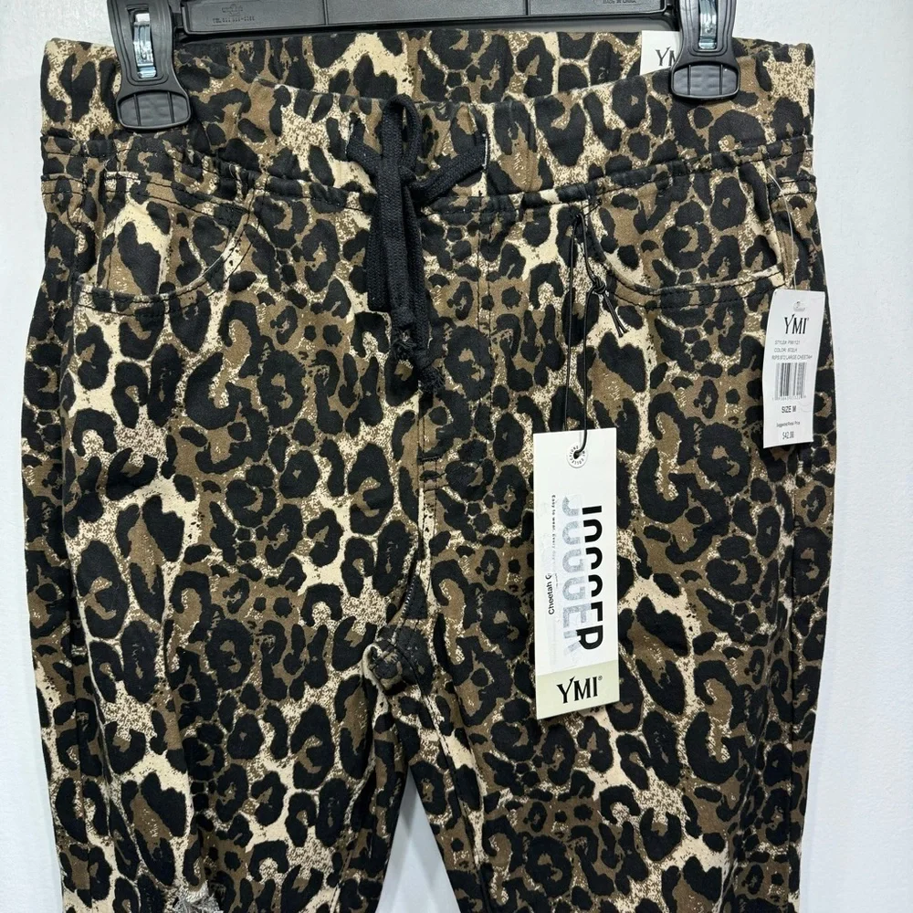 Leopard Animal Print Joggers YMI Distressed Raw Hem High Rise 5 Pocket Mobwife